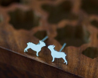French Buldog Earrings, Dog Earrings Sterling Silver Tiny Doggy Errings, Small Buldog Studs, Animal Earrings, Animal Jewelry, Buldog Jewelry