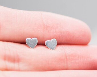 Tiny Silver Heart Earrings, Small Heart Studs, Nickel Free Sterling Silver Heart Earrings for Girl, Gift for Daughter, Gift for Girlfriend