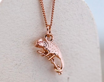 Chamäleon Charm Halskette 18k Silber 925, Reptilien Liebhaber Schmuck, Chamäleon Silber Halskette, Eidechse Halsketten Anhänger, Tier Schmuck