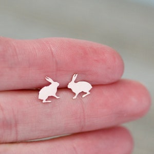 18k Hase Ohrringe, Hase Ohrringe, Kaninchen Ohrringe, Sterling Silber AG925 Tier Ohrringe, Hase Ohrstecker für Mädchen
