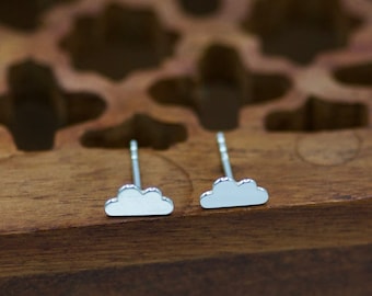 Cloud Earrings, Kids Earrings, Solid Sterling Silver AG925, Weather Earrings for Girls, Sky Earrings, Gift for Daughter, Small Cloud Studs