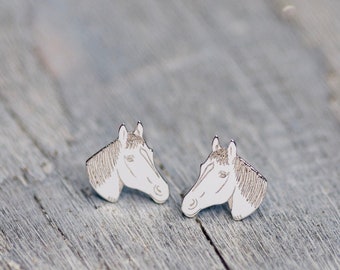 Horse Earrings for Girls, Silver Horse Studs, Animal Earrings for Kids, Equestrian Stud Earrings, Gift for Daughter, Cute Girls Jewelry