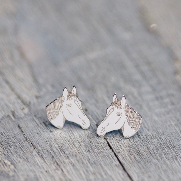 Horse Earrings for Girls, Silver Horse Studs, Animal Earrings for Kids, Equestrian Stud Earrings, Gift for Daughter, Cute Girls Jewelry