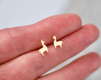 Tiny LLama Studs, Sterling Alpaca Earrings 24k, Lama Studs AG925, Animal Earrings, Trendy Earrings, Earrings for Girls, Gift for Daughter