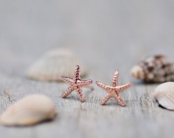 18k Starfish Studs Earrings, Summer Holiday Earrings Beach Earrings Starfish Earrings Starfish Studs, Beach Jewelry, Summer Jewelry