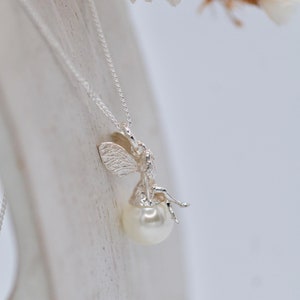 3D Fee Anhänger Halskette mit Muschel Perle, Schmuck für Mädchen, Kinder Schmuck, Märchen Schmuck