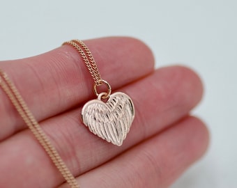 Wings Heart Charm Necklace 18k Sterling Silver, Girlfriend Gift Idea, Angel Wings Jewelry, Heart Pendant, Best Friend Gift, Angel Necklace