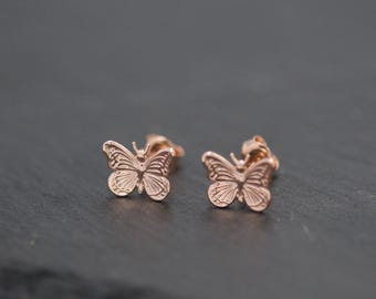 Butterfly Earrings for Girls 18k Rose Gold Plated Over Sterling Silver, Cute Animal Studs Earrings, Nature Inspired Earrings, Kids Jewellery