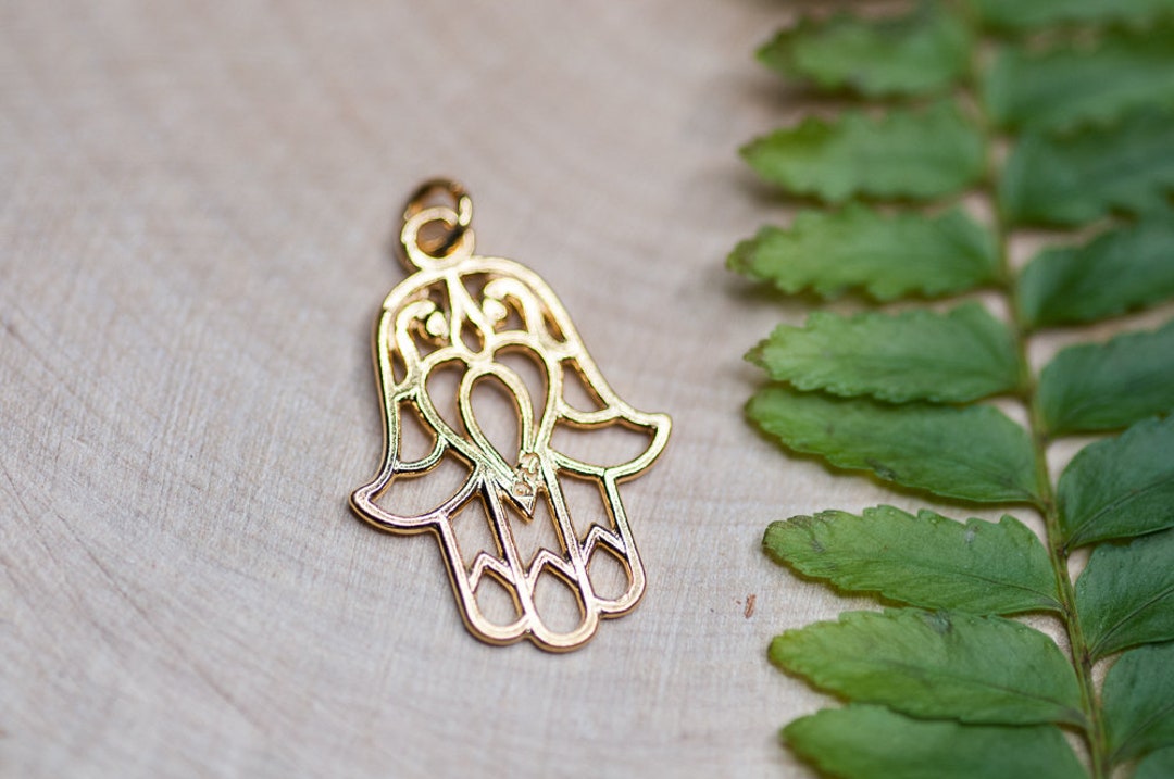 Hamsa Charm 24k Over Sterling Silver Protection Charm Good Etsy