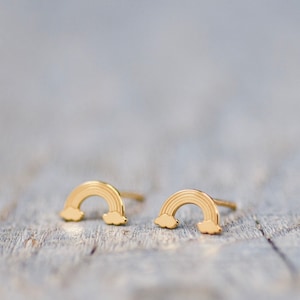 Rainbow Earrings, Kids Earrings, Sterling Silver AG925 24k, Summer Earrings for Girls, Happy Earrings, Gift for Daughter, Rainbow Studs