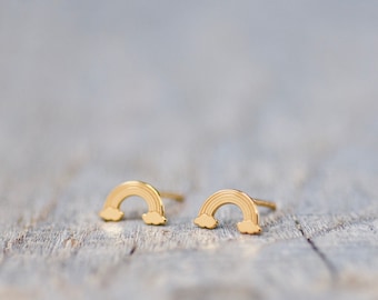 Rainbow Earrings, Kids Earrings, Sterling Silver AG925 24k, Summer Earrings for Girls, Happy Earrings, Gift for Daughter, Rainbow Studs