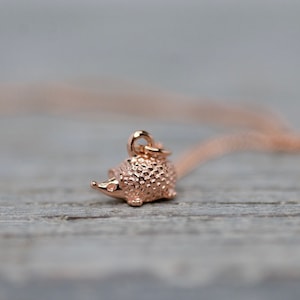 Hedgehog Charm Necklace 18k, Tiny Hedgehog Necklace, Daughter gift, Autumn Jewelry, Animal Jewelry, Fall Necklace, Woodland Wonder Jewelry