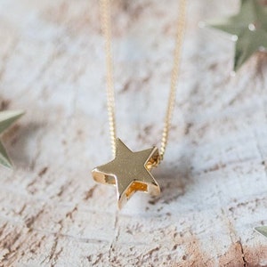 Small Star Charm Necklace 24k Gold Gift for Her Dainty Star Jewelry Best Friend Gift Idea Golden Star Necklace Sister Gift Christmas Jewelry