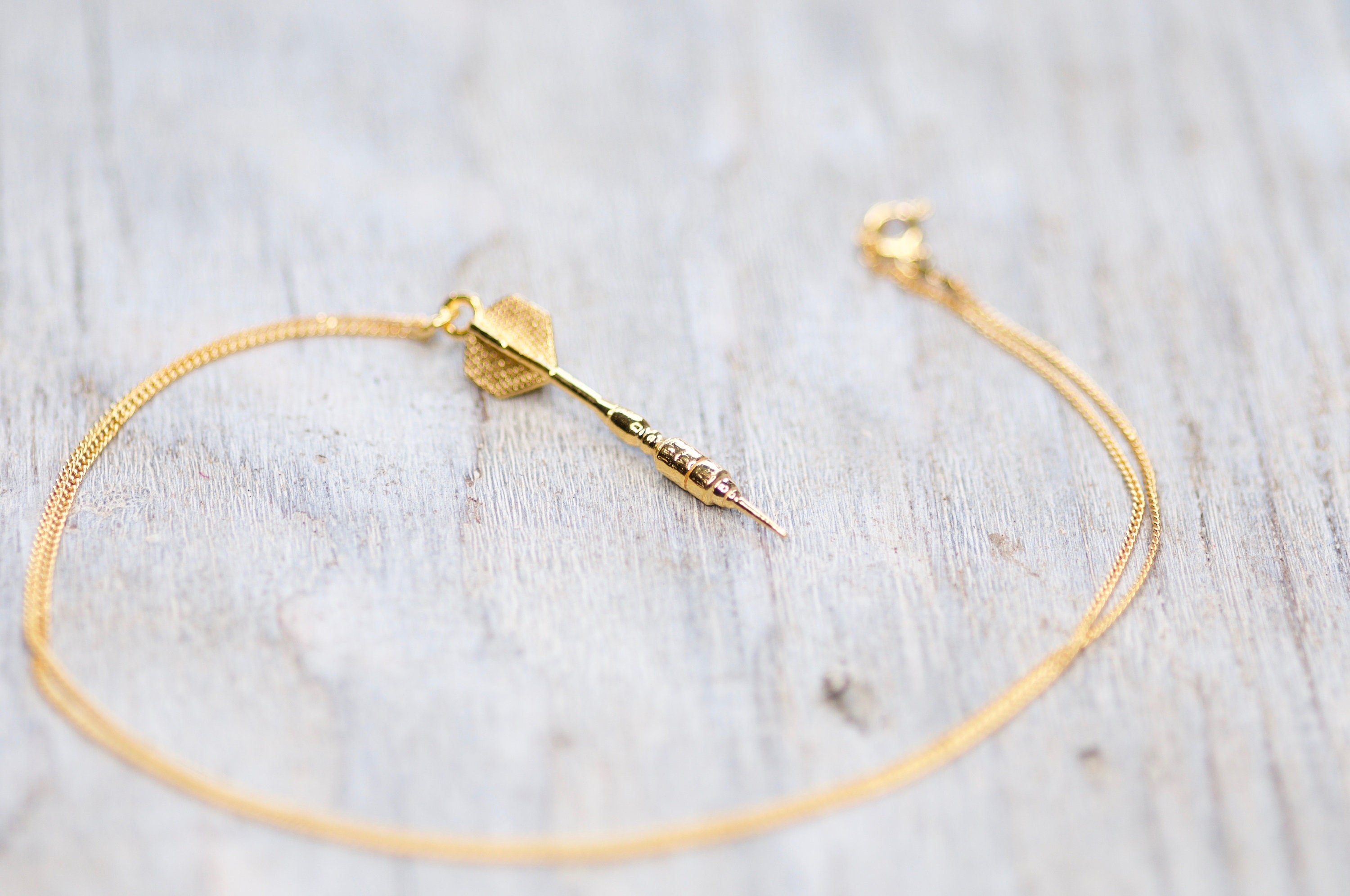 3D Dart Charm Necklace 24k, Dart Pendant Necklace, Gift for Boyfriend, Husband Gift, Geek Jewelry, Birthday Gift for Him Best Friend Gfit
