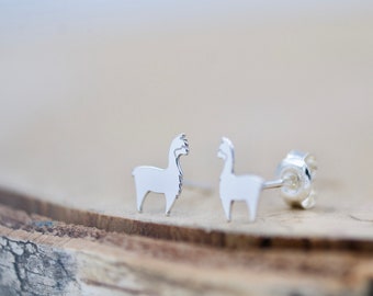 Tiny LLama Studs, Silver Alpaca Earrings, Sterling Lama Studs AG925, Animal Earrings, Trendy Earrings, Earrings for Girls, Gift for Daughter