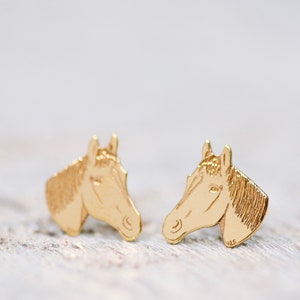 Horse Earrings for Girls, 24k Silver Horse Studs, Animal Earrings for Kids, Equestrian Stud Earrings, Gift for Daughter, Cute Girls Jewelry