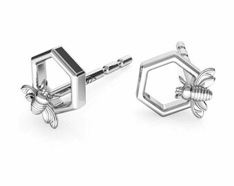 Kleine Bienen Ohrstecker, Honigbiene Ohrringe aus massivem Silber, Bienen Ohrringe für Mädchen, kleine Bienen Ohrstecker, Ohrringe für Mädchen, Tochter Geschenk, Save the Bees