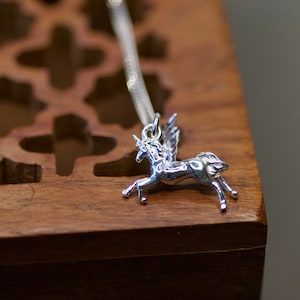 3D Unicorn Charm Necklace Solid Silver 925, Unicorn Necklace for Kids, Unicorn Lover Jewelry, Good Luck Necklace, Magical Animal Jewelry