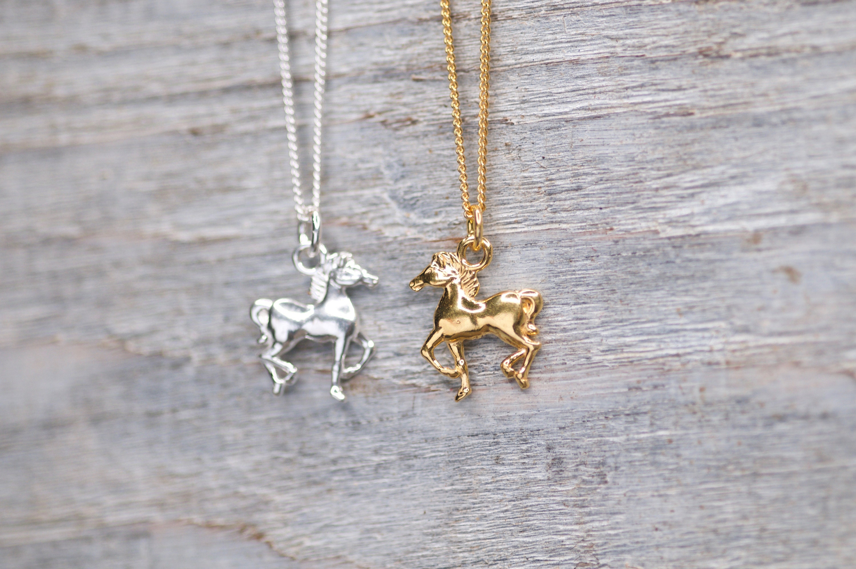 Horse Charm Necklace For Girl 24k Gold Jewelry Equestrian Etsy