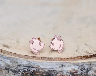18k Gold Sterling Silver Panda Stud Earrings