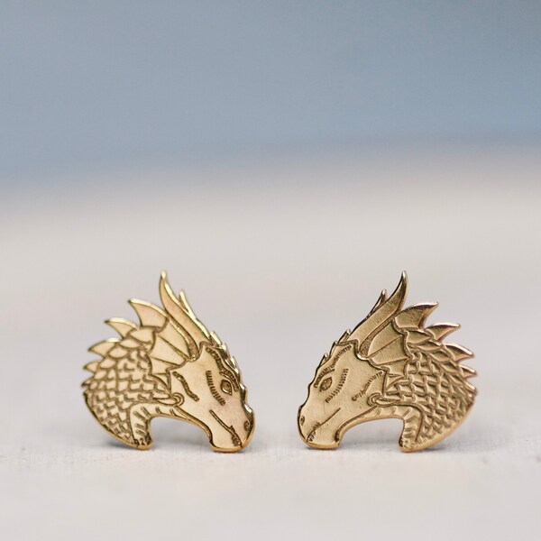 GOT Drachen Ohrringe, Daenerys Drachen Ohrringe, goldene Drachen Ohrstecker, GOT liebhaber Geschenk, Drachenkopf Ohrstecker GOT, Game of Thrones Drachen Schmuck