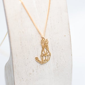 Cat Charm Necklace Origami 24k Gold Geometric Jewelry Animal Charm Necklace Modern Cat Necklace Best Friend Birthday Gift Jewelry for Girl image 7