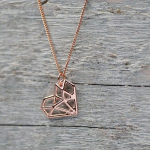 Pendentif coeur en origami en or rose 18 carats, 1er anniversaire de mariage, cadeau pour elle, bijoux romantiques, idée cadeau pour la mariée, collier doré petit coeur