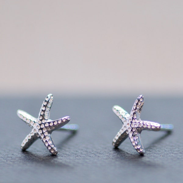 Boucles d'oreilles Starfish Studs, Boucles d'oreilles de vacances d'été Boucles d'oreilles boucles d'oreilles Boucles d'oreilles boucles d'oreilles solides Silver Starfish Studs, Bijoux de plage, Bijoux d'été