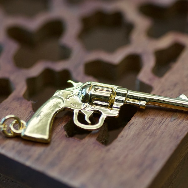 Grand 39mm 24k Argent Colt Gun Charm Collier Revolver Collier Guerre Armée Bijoux Revolver Collier Cowboy Collier Cowgirl Bijoux