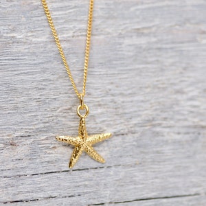 Starfish Charm Necklace 24k, Dainty Beach Necklace, Summer Necklace, Summer Jewelry, Daughter Gift, Starfish Pendant, Sea Life jewelry