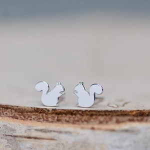 Tiny Squirrel Earrings for Girls Steling Silver Cute Autumn Woodland Earrings Animal Earrings Squirrel Studs Forest Lover Earrings