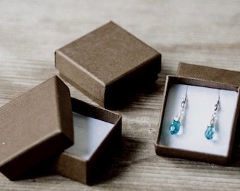 Small Brown Gift Box Earrings Eco Friendly Ring Box Paper Jewelry Box 1.8"/4.5cm Square Box Packaging Supplies Cuff links Box Birthday Box