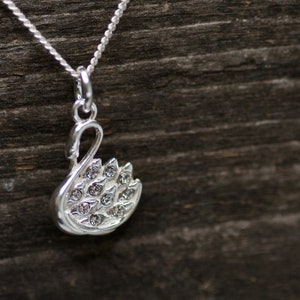 Swan Necklace with Swarovski Crystals Sterling Silver, Beautiful Necklace for Girls, Bird Necklace, Animal Lover Necklace, Gift for Her