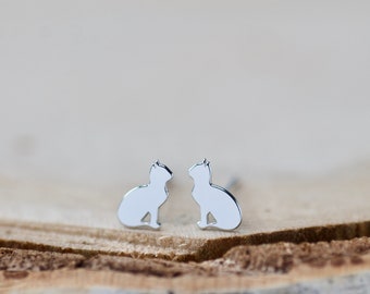 Tiny Cat Earrings for Girls, Solid Silver Kitty Studs, Animal Earrings for Kids, Cat Stud Earrings, Gift for Daughter, Cute Girls Jewelry