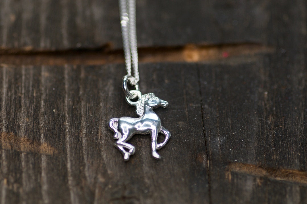 Horse Charm Necklace for Girl 24k Gold Jewelry Equestrian Charm