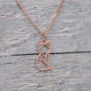 Origami Fox Necklace Rose Gold Geometric Jewelry Animal Charm Necklace Minimalist Fox Necklace Best Friend Birthday Gift Jewelry for Girl