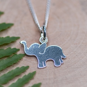 Elephant Charm Necklace For Girl Solid Silver Jewelry Animal Charm Necklace Small Elephant Necklace Best Friend Birthday Gift Kids Jewelry