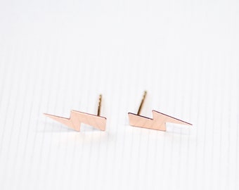 Tiny Thunder Earrings, Lightning Bolt Earrings, 18K Sterling Silver, Thunder Studs, Stacking Earrings, Woman Power Earrings, Gift for Her