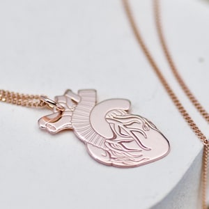Anatomical Human Heart Charm Necklace 18k Silver, Medicine Student Gift Idea, Doctor and Nurse Jewelry Anatomically Correct Human Heart