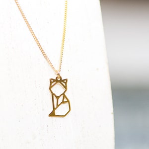 Origami Fox Necklace 24k Gold Geometric Jewelry Animal Charm Necklace Minimalist Fox Necklace Best Friend Birthday Gift Jewelry for Girl