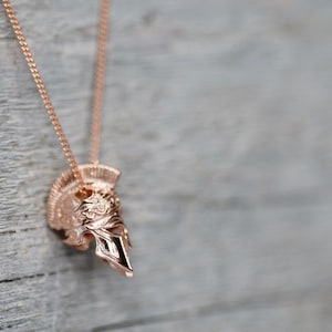 Spartan Helmet Necklace 18k Rose Gold Silver, Gladiator Warrior Necklace, 300 Leonidas Sparta Charm Necklace, Greek Spartan Pendant Necklace