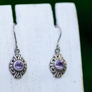 February Birthday Gift Amethyst Earrings for Her Drop Vintage Earrings Jewelry Silver Amethyst Earrings February Birthstone Earrings