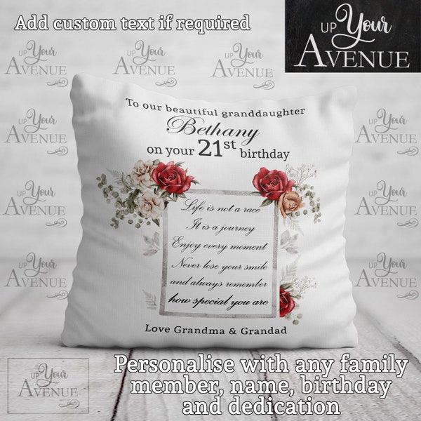 BIRTHDAY GIFT Granddaughter Daughter Niece Girl Personalised Special Birthday Cushion Inspirational Poem Pillow Unique Present