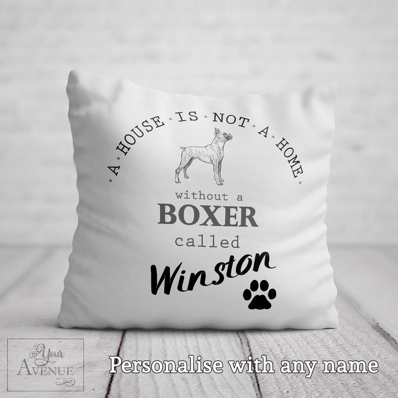 Boxer Puppy Dog 16"x16" 40cm Cushion Cover Cute Sitting on Blanket Photo Cream 