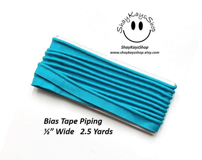 Maxi Bias Tape Piping 1/2 Inch Wide 2.5 Yards, Turquoise or Reds Piping Trim Cording, Sewing