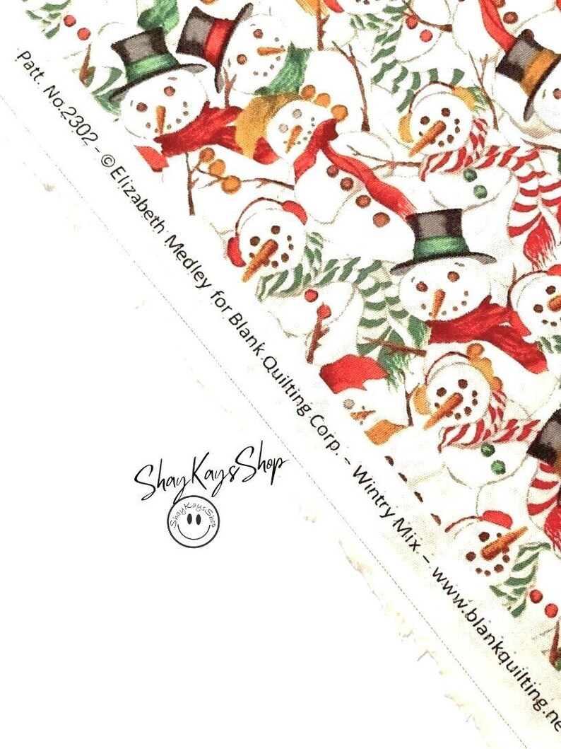 Precut 1/2 Half Yard Christmas Snowman Themed Holiday Snowmen Red Green