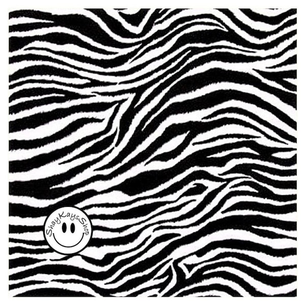 Zebra Novelty Fabric, Striped Black White Zebra Animal Skin Print Fabric, Exotic Wild Zoo Animal, 100% Cotton, Sewing Quilting, BTY