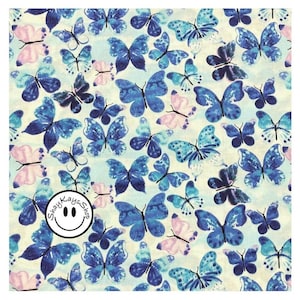 Precut 1/2 Half Yard Novelty Keepsake Calico Blue Butterflies, Bugs Insect Animal Print, 100% Cotton Quilt Fabric