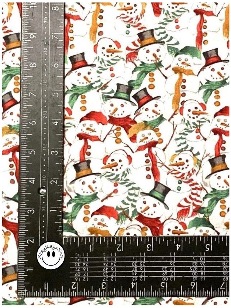 Precut 1/2 Half Yard Christmas Snowman Themed Holiday Snowmen Red Green