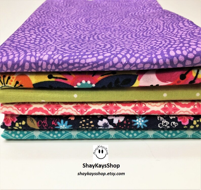 Set of 6 Cotton Fabric Bundles Quilting Fabric Bundle Cotton Etsy